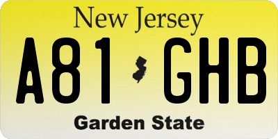 NJ license plate A81GHB
