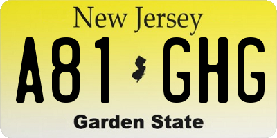NJ license plate A81GHG