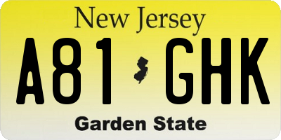 NJ license plate A81GHK