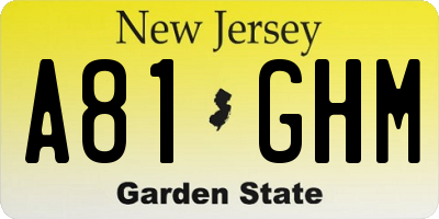 NJ license plate A81GHM
