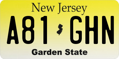 NJ license plate A81GHN