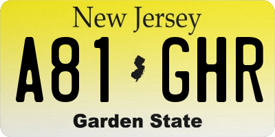 NJ license plate A81GHR
