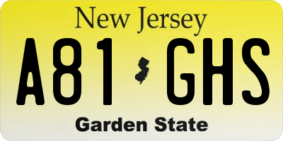 NJ license plate A81GHS