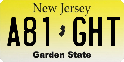 NJ license plate A81GHT