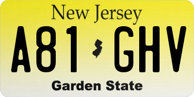 NJ license plate A81GHV