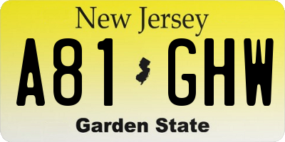 NJ license plate A81GHW