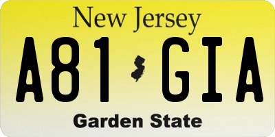 NJ license plate A81GIA