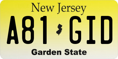 NJ license plate A81GID