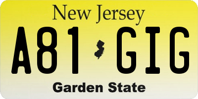 NJ license plate A81GIG
