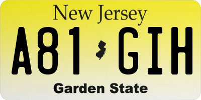 NJ license plate A81GIH