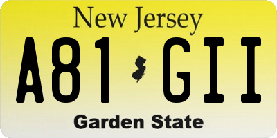 NJ license plate A81GII