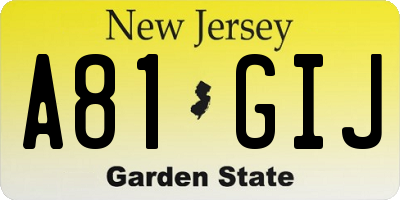 NJ license plate A81GIJ