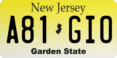 NJ license plate A81GIO