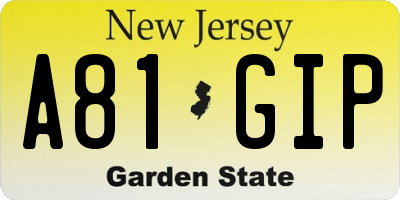 NJ license plate A81GIP