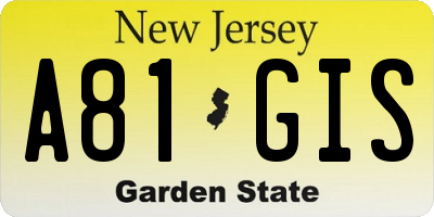 NJ license plate A81GIS