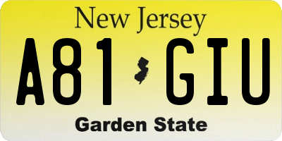 NJ license plate A81GIU