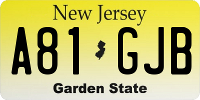 NJ license plate A81GJB