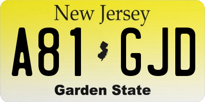 NJ license plate A81GJD