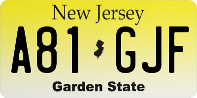 NJ license plate A81GJF