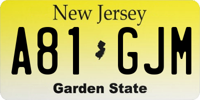 NJ license plate A81GJM