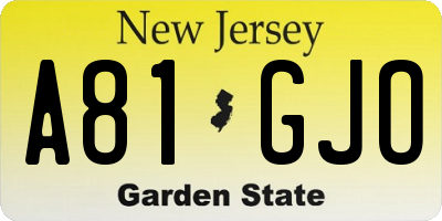 NJ license plate A81GJO