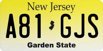NJ license plate A81GJS