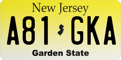 NJ license plate A81GKA