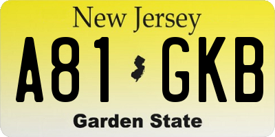 NJ license plate A81GKB