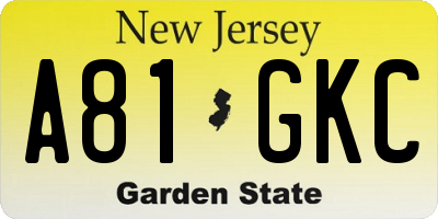 NJ license plate A81GKC