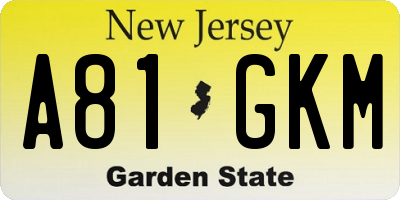 NJ license plate A81GKM