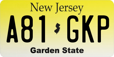 NJ license plate A81GKP