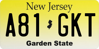 NJ license plate A81GKT