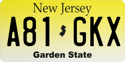 NJ license plate A81GKX