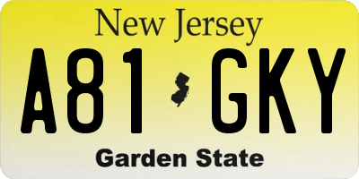 NJ license plate A81GKY