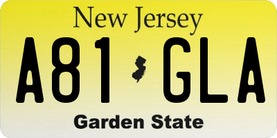 NJ license plate A81GLA