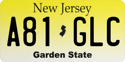 NJ license plate A81GLC