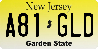 NJ license plate A81GLD