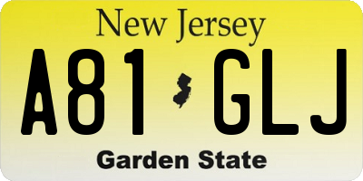 NJ license plate A81GLJ