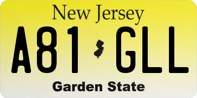 NJ license plate A81GLL