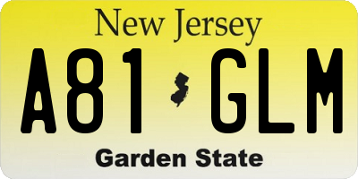 NJ license plate A81GLM