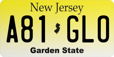 NJ license plate A81GLO