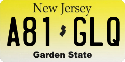 NJ license plate A81GLQ