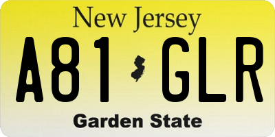 NJ license plate A81GLR