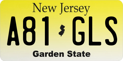 NJ license plate A81GLS
