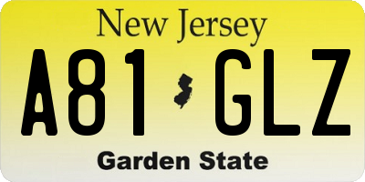 NJ license plate A81GLZ