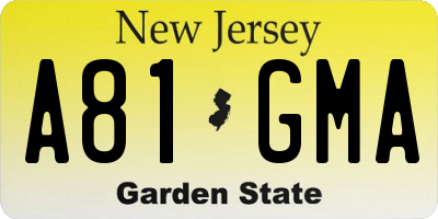 NJ license plate A81GMA