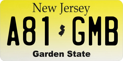 NJ license plate A81GMB
