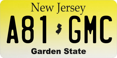 NJ license plate A81GMC