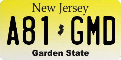 NJ license plate A81GMD