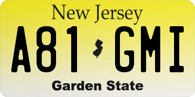 NJ license plate A81GMI
